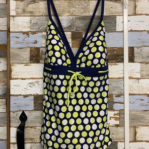Jag Size L Polka Dot Tankini Top Pads Adj Straps